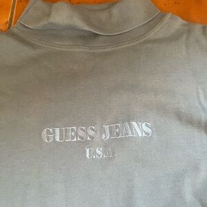 Guess Blue Gray Turtleneck Vintage 80s Sweatshirt